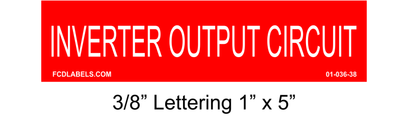3/8" Letters 1" x 4" | Inverter Output Circuit | PV System Placards