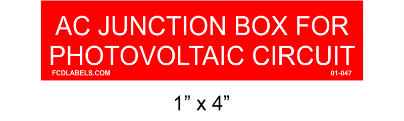 1" x 4" | AC Junction Box | Solar Placards