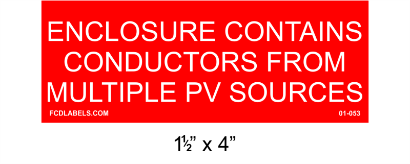 1.5" x 4" | Conductors from multiple PV sources | Solar Placards