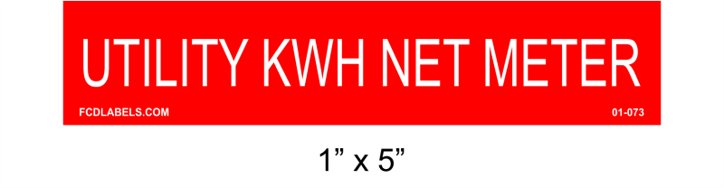1" x 5" | Utility kWh Net Meter | Solar Placards