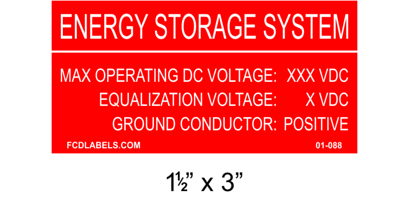 1.5" x 3" | Energy Storage System | Custom Solar Placards