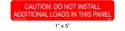1" x 5" Red & White | Do Not Install Additional Loads | Solar Label