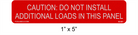 1" x 5" Red & White Reflective | Do Not Install Additional Loads | Solar Label