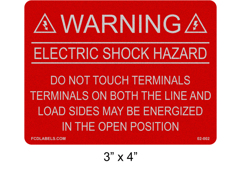3" x 4" Reflective | Do Not Touch Terminals | Solar Warning Labels