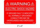 3" x 4" | If a Ground Fault | Solar Warning Label