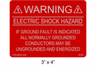 3" x 4" Reflective | If a Ground Fault | Solar Warning Label