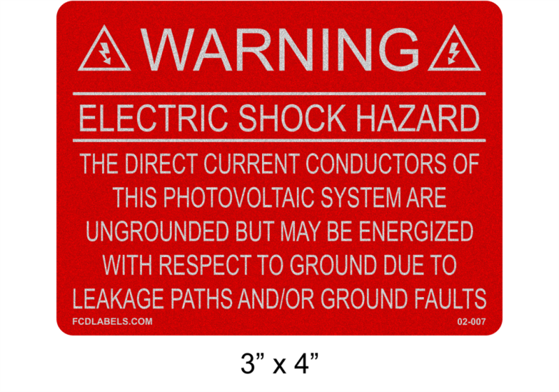 3" x 4" Refelctive | Direct Current Conductors | Solar Warning Labels