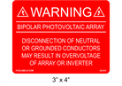 3" x 4" | Bi-Polar Photovoltaic Array | Solar Warning Labels