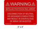 3" x 4" Reflective | Bi-Polar Photovoltaic Array | Solar Warning Labels