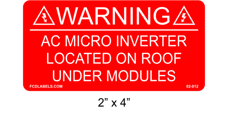 2" x 4" | AC Micro-Inverters | Solar Warning Labels