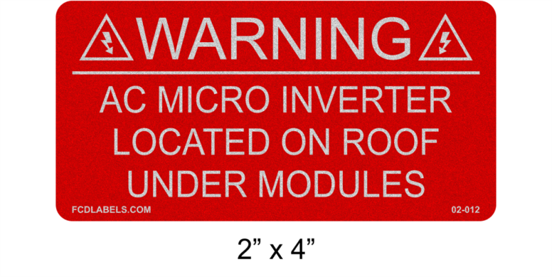 2" x 4" Reflective | AC Micro-Inverters | Solar Warning Labels