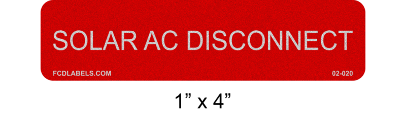 1" x 4" Reflective | Solar AC Disconnect | Solar System Labels