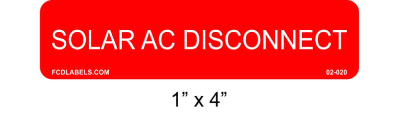 1" x 4" | Solar AC Disconnect | Solar System Labels
