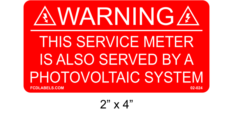 2" x 4" | Service Meter | Solar Warning Labels