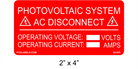 2" x 4" | Photovoltaic System AC Disconnect | Custom Solar Spec Stickers