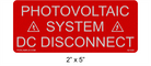 Reflective 2" x 5" | Photovoltaic System DC Disconnect | PV System Labels