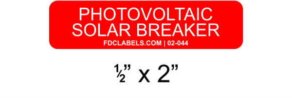 Red & White .5" x 2" | Photovoltaic Solar Breaker | Solar Photovoltaic Labels