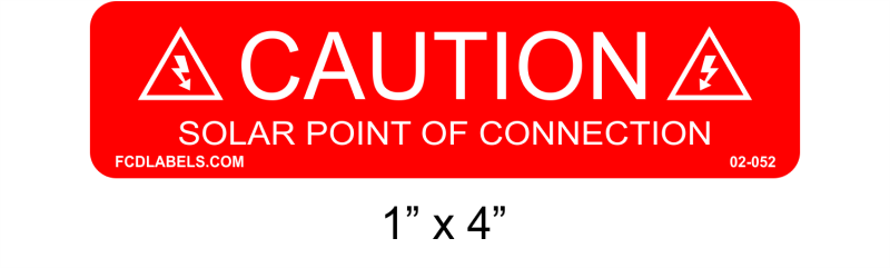 Red & White 1" x 4" | Solar Point of Connection | Solar Caution Labels