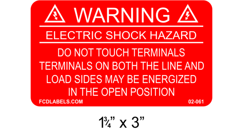 1.75" x 3" | Do Not Touch Terminals | Solar Warning Labels