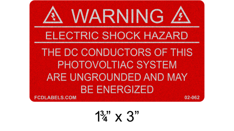 1.75" x 3" Reflective | Do Not Touch Terminals | Solar Warning Labels