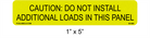 1" x 5" Yellow & Black Reflective | Do Not Install Additional Loads | Solar Label