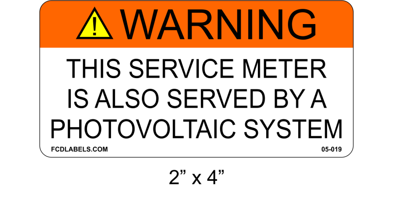 2" x 4" | Service Meter | ANSI Solar Warning Labels