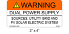 ANSI 2" x 4" | Dual Power Supply | Solar Warning Labels