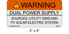 ANSI Reflective 2" x 4" | Dual Power Supply | Solar Warning Labels