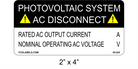 ANSI 2" x 4" | Photovoltaic System AC Disconnect | Custom Solar Spec Stickers