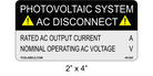 ANSI Reflective 2" x 4" | Photovoltaic System AC Disconnect | Custom Solar Spec Stickers