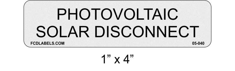 1" x 4" | Photovoltaic solar disconnect | Reflective PV Solar Labels