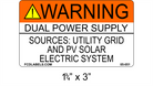 ANSI 1.75" x 3" | Dual Power Supply | Solar Warning Labels