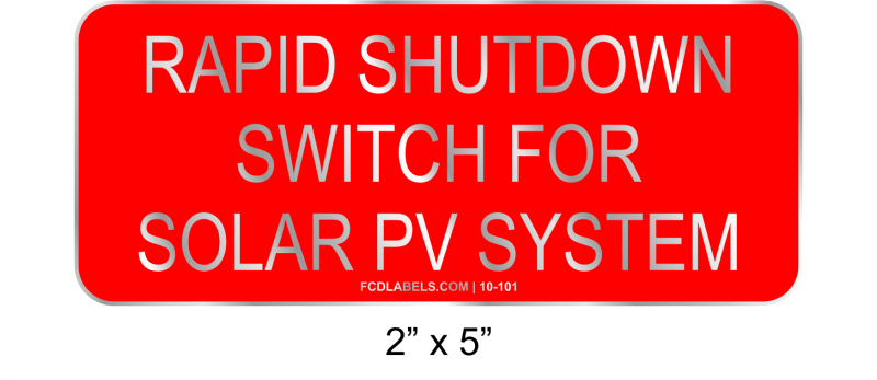 2" x 5" | Rapid Shutdown Switch for Solar PV System | PV Aluminum Signs