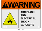 Reflective 10" x 14" | ANSI Warning Arc Flash and Electrical Shock Exposure | Shock Symbol