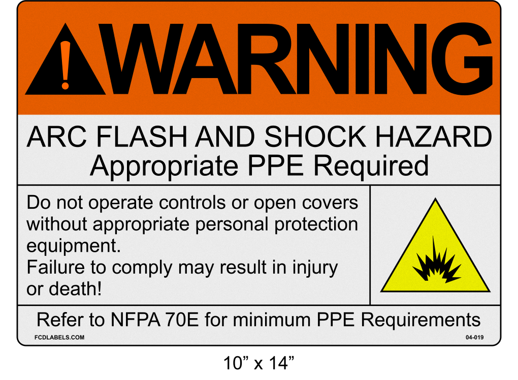 Reflective 10" x 14" | Warning Do Not Operate Controls | ANSI Arc Flash Labels