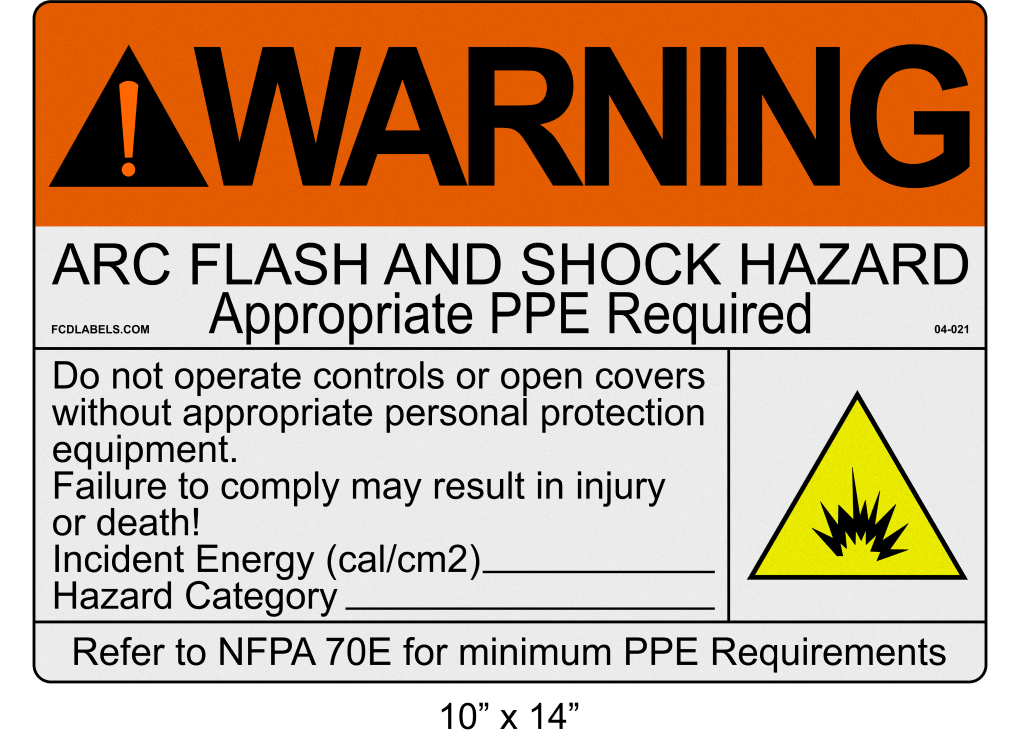 Reflective 10" x 14" | Warning Do Not Operate Fill-Ins | ANSI Arc Flash Labels