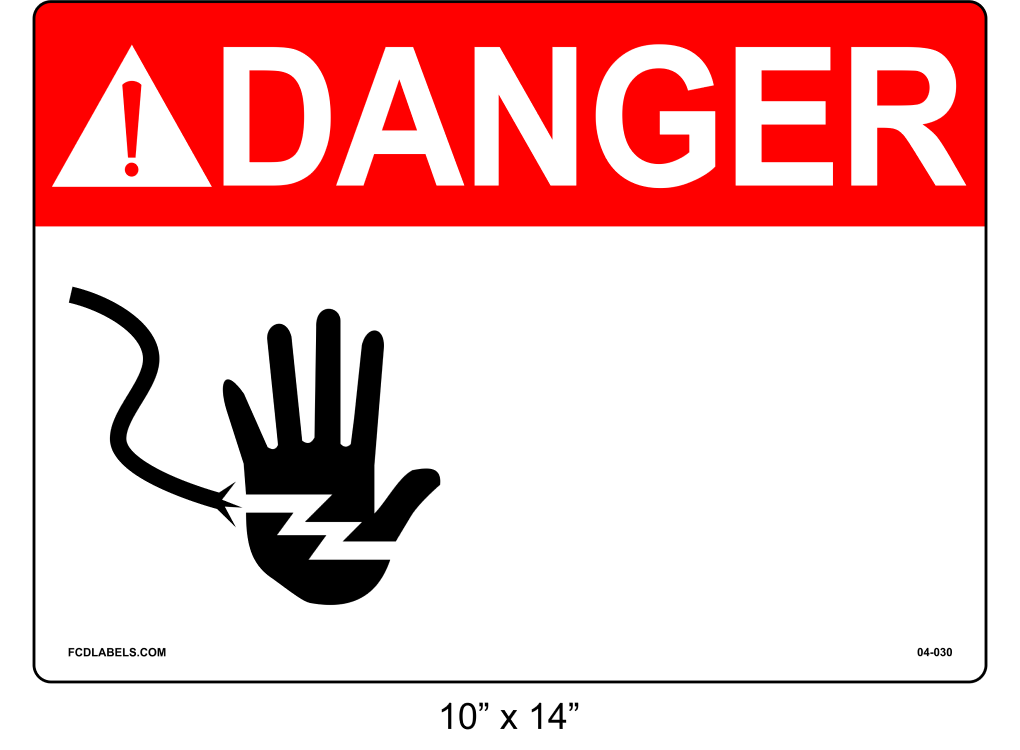 Custom 10" x 14" | ANSI Warning Label | Hand Symbol