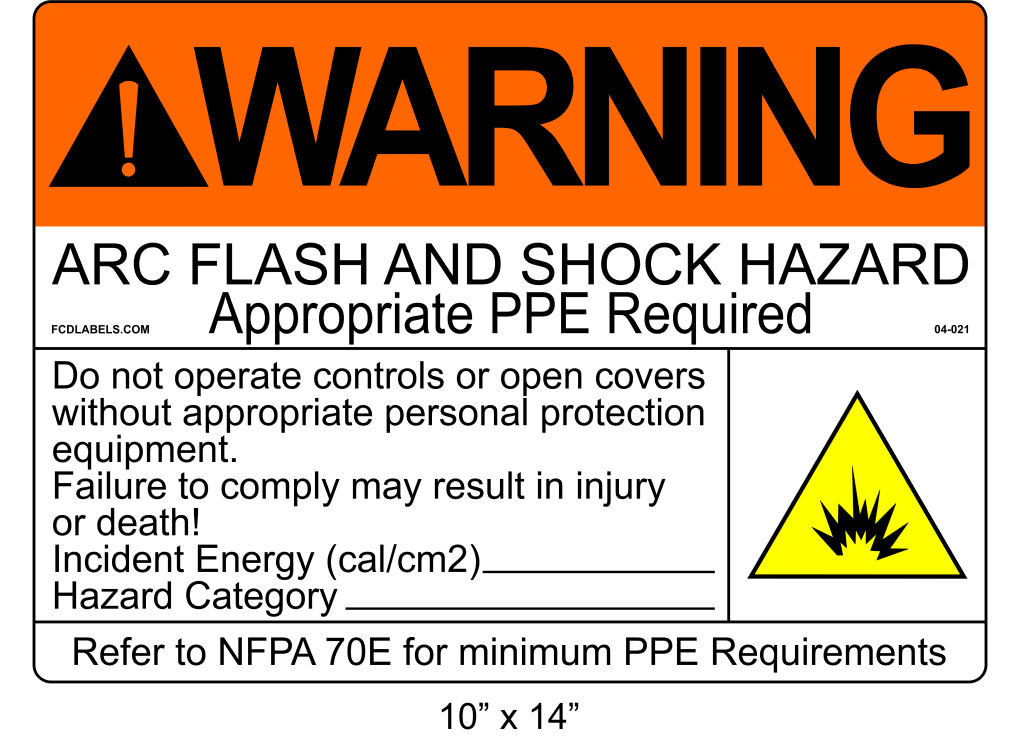 10" x 14" | Warning Do Not Operate Fill-Ins | ANSI Arc Flash Labels