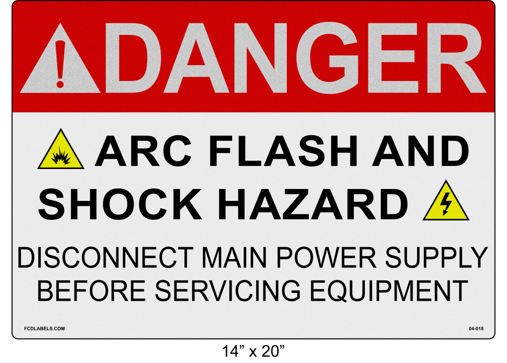 Reflective 14" x 20" | Danger Disconnect Main Power | ANSI Label