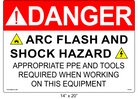 14" x 20" | Danger Appropriate PPE and Tools Required | ANSI Label
