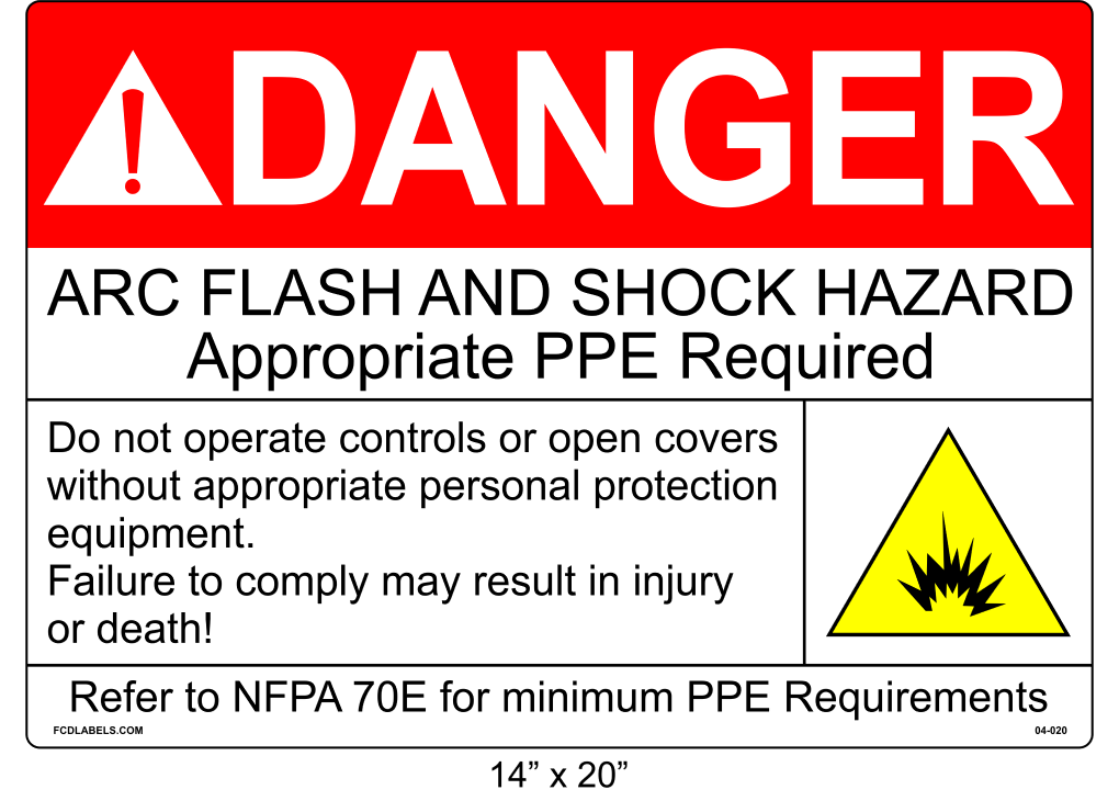 14" x 20" | Danger Do Not Operate Controls | ANSI Arc Flash Labels