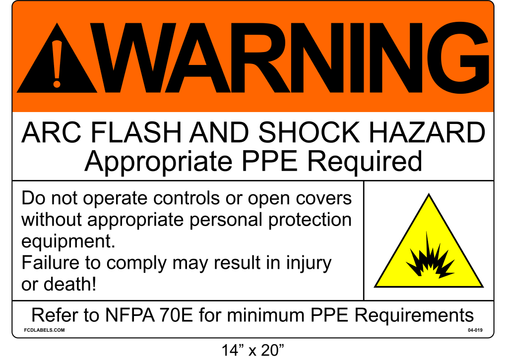 14" x 20" | Warning Do Not Operate Controls | ANSI Arc Flash Labels