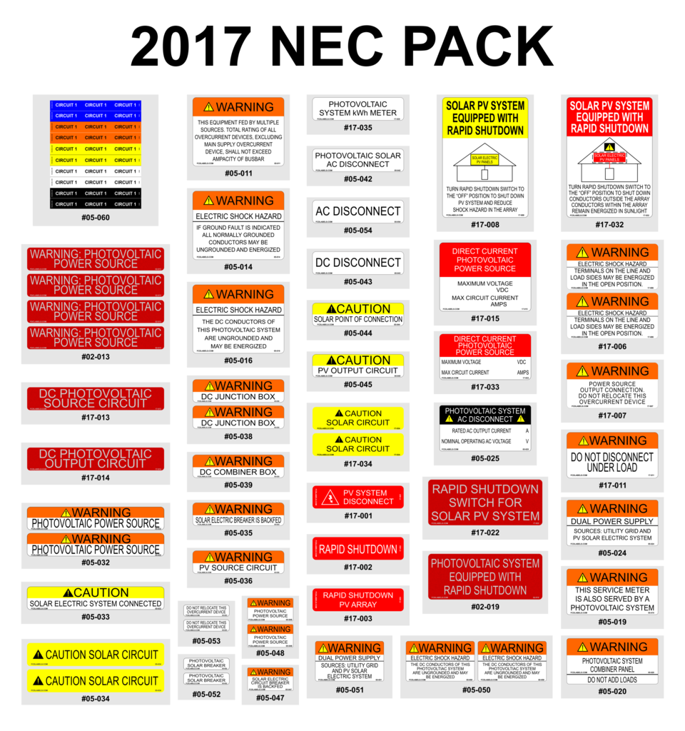 NEC 2017 Labels