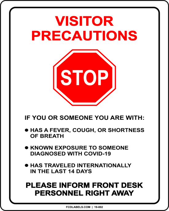 COVID-19 | VISITOR PRECAUTIONS SIGN