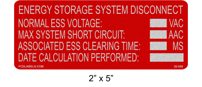 Reflective 2" x 5" | Energy Storage System Disconnect | Energy Storage System Labels