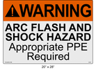 20" x 28" | ANSI Warning Arc Flash and Shock Hazard Appropriate PPE Required Reflective