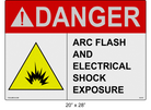 Reflective 20" x 28" | ANSI Danger Arc Flash and Electrical Shock Exposure | Shock Symbol