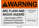 20" x 28" | ANSI Warning Arc Flash and Shock Hazard | Incident Energy Reflective