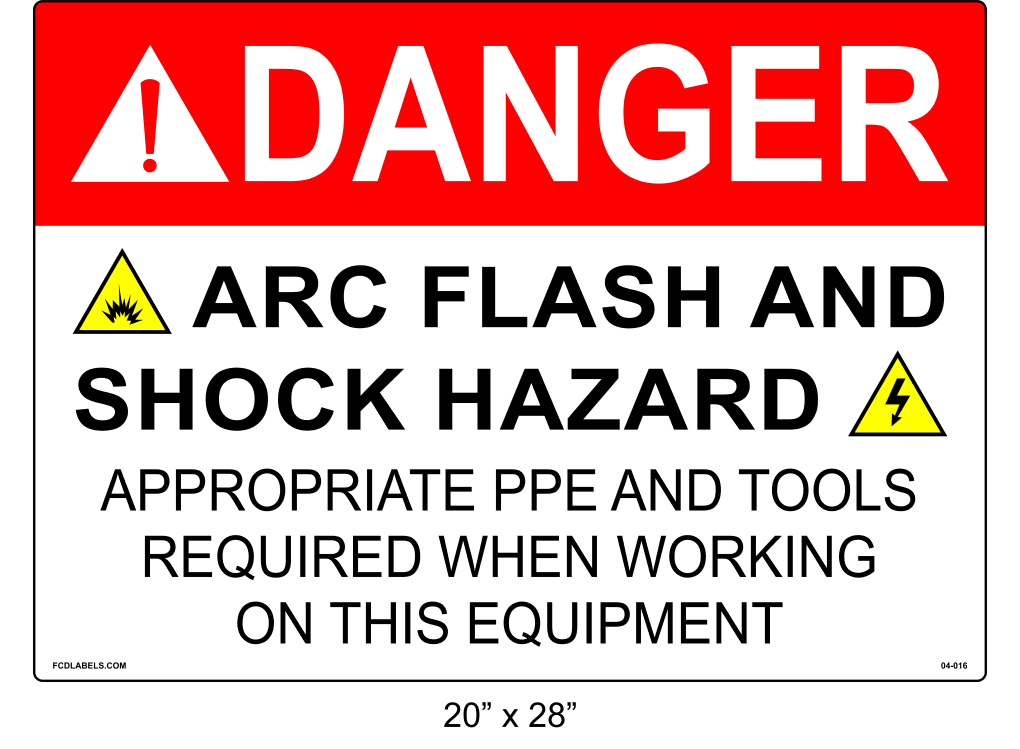 20" x 28" | Danger Appropriate PPE and Tools Required | ANSI Label