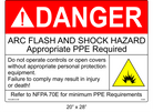 20" x 28" | Danger Do Not Operate Controls | ANSI Arc Flash Labels